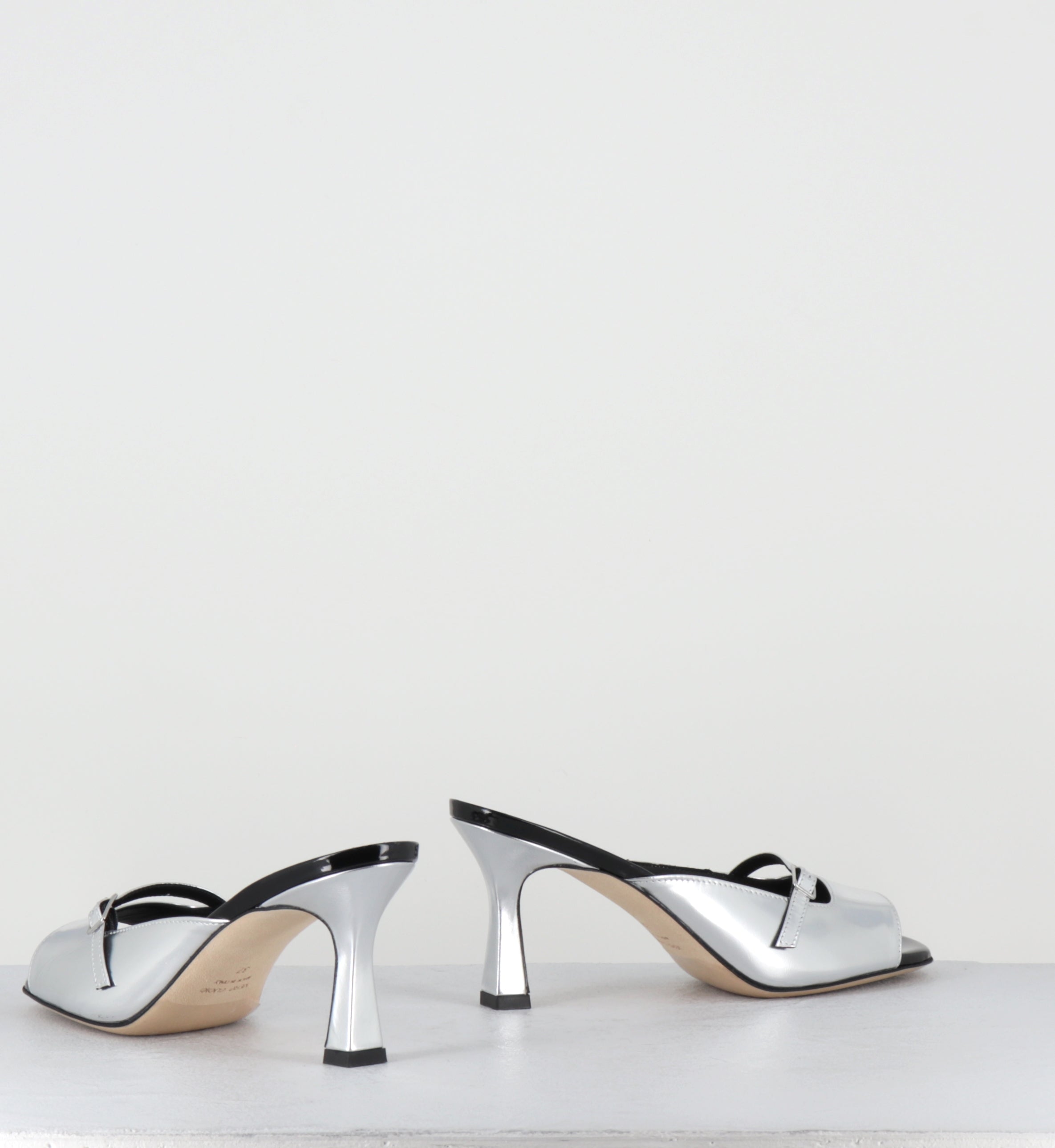Mules à talon en cuir argent - ABILE SPECCHIO ARGENTO