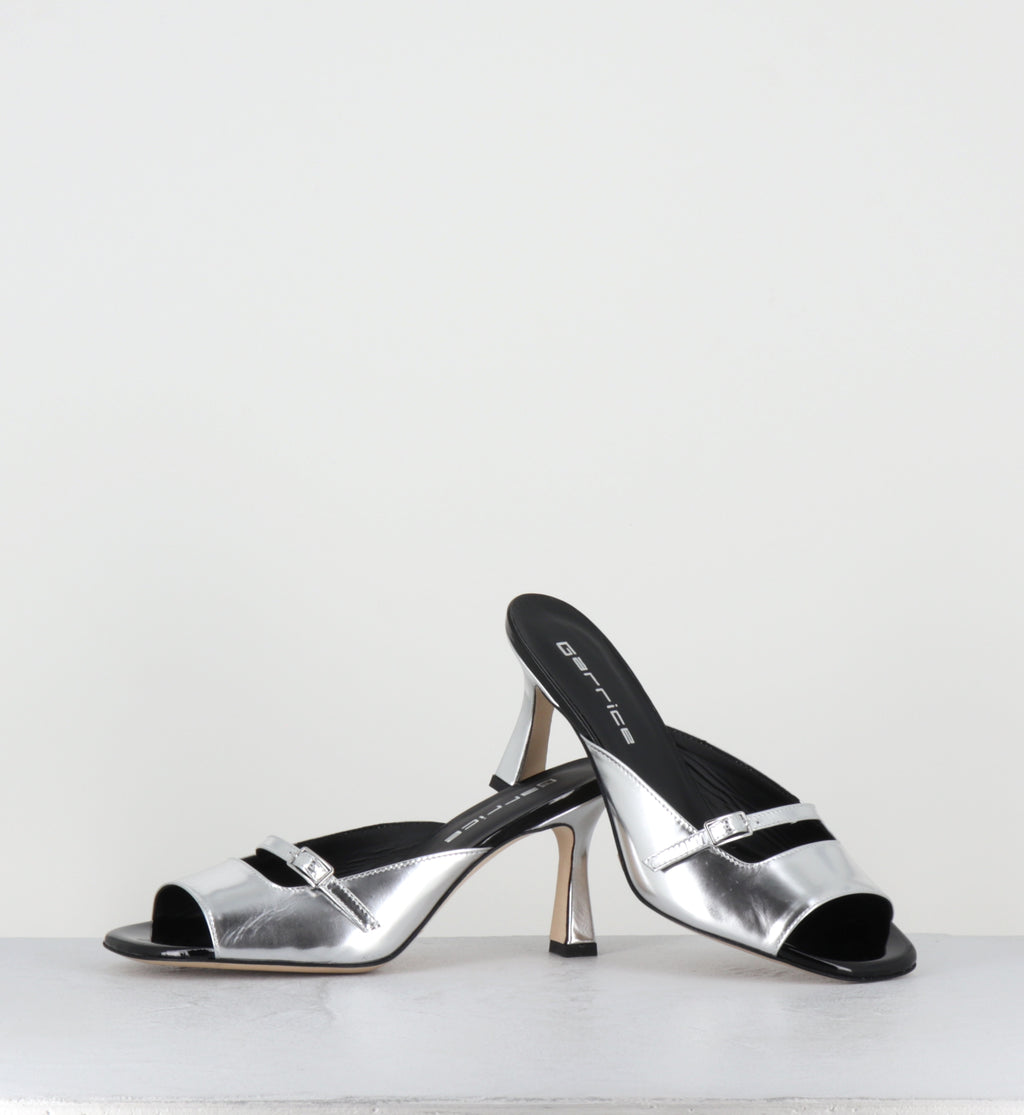 Mules à talon en cuir argent - ABILE SPECCHIO ARGENTO