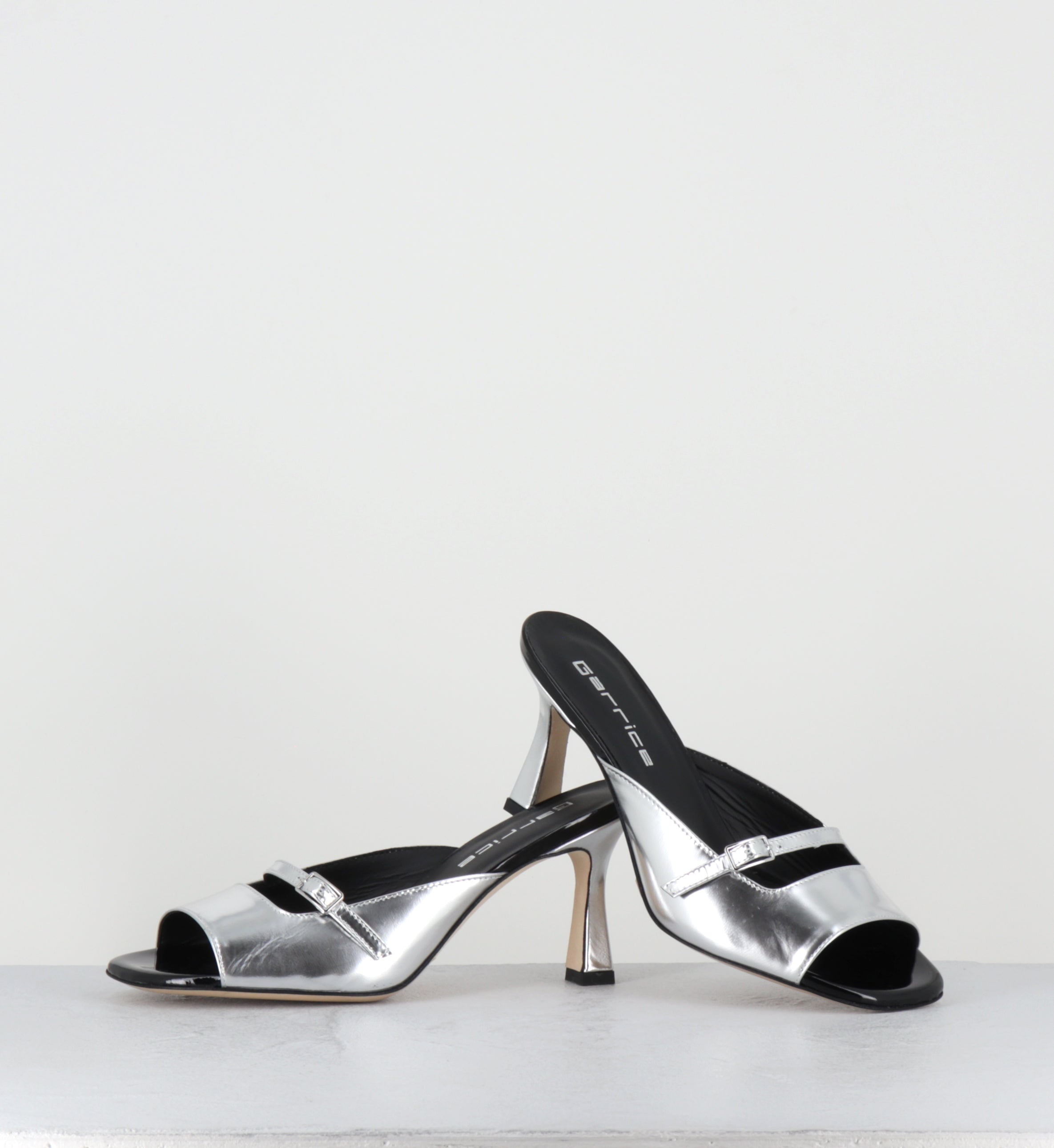 Mules à talon en cuir argent - ABILE SPECCHIO ARGENTO