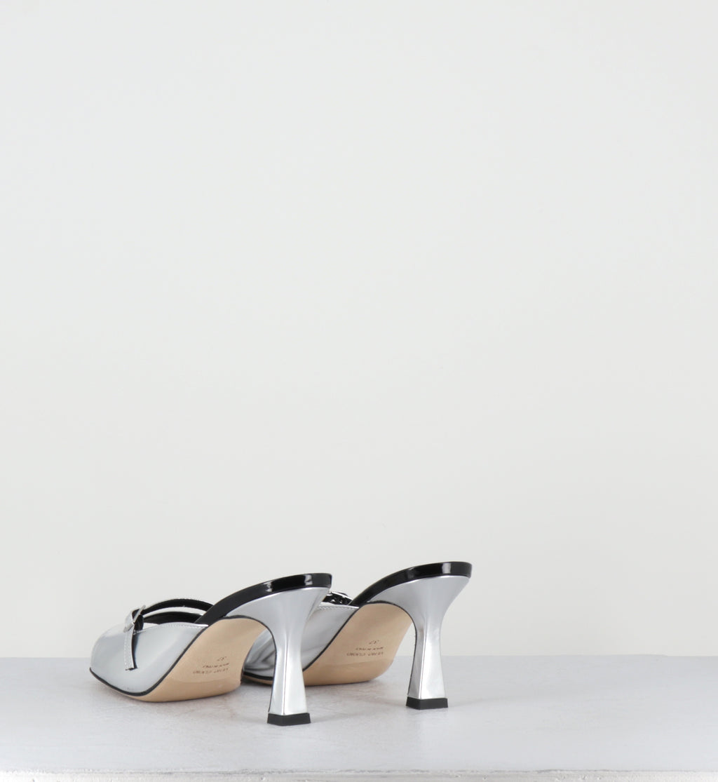 Mules à talon en cuir argent - ABILE SPECCHIO ARGENTO
