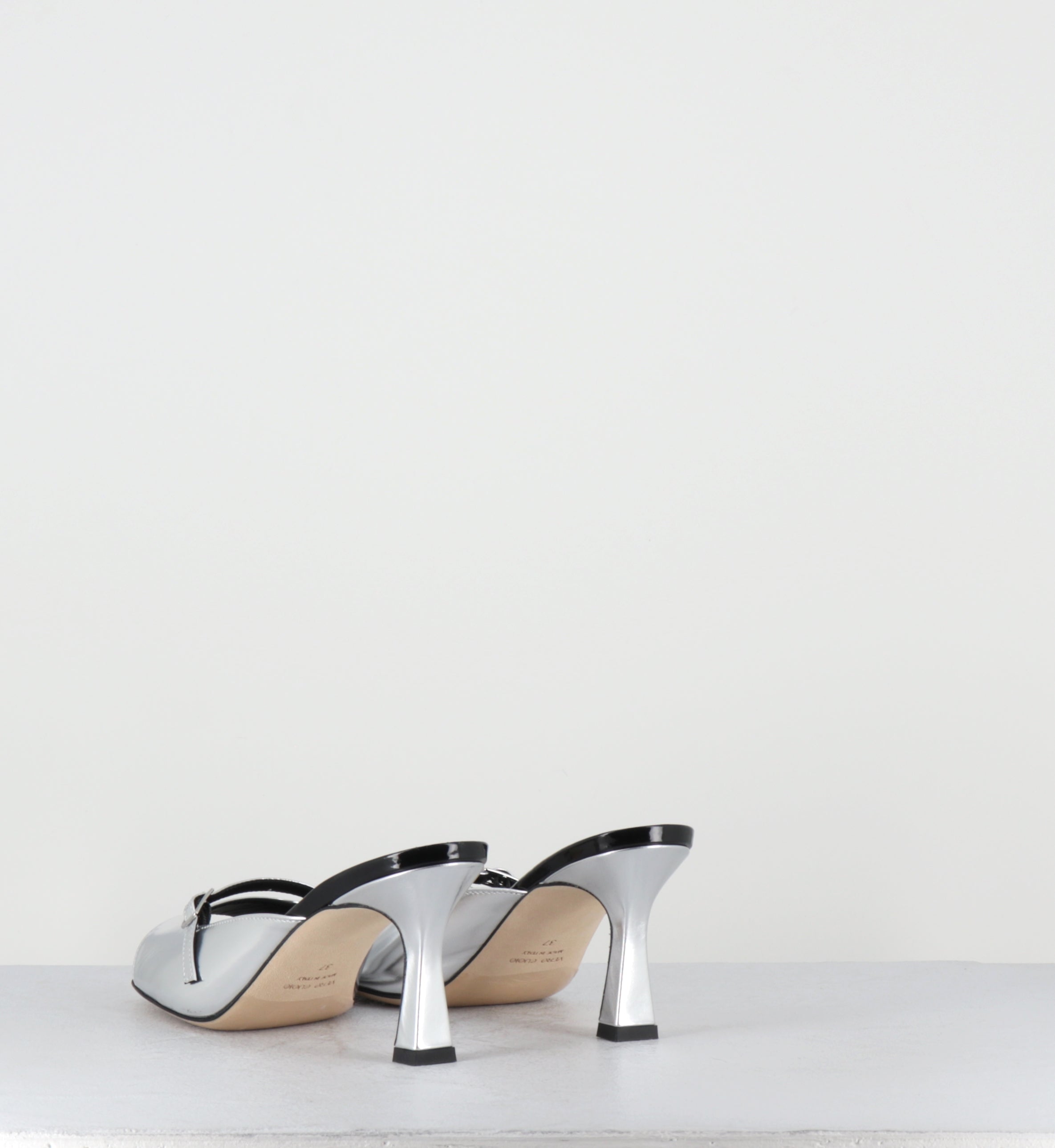 Mules à talon en cuir argent - ABILE SPECCHIO ARGENTO
