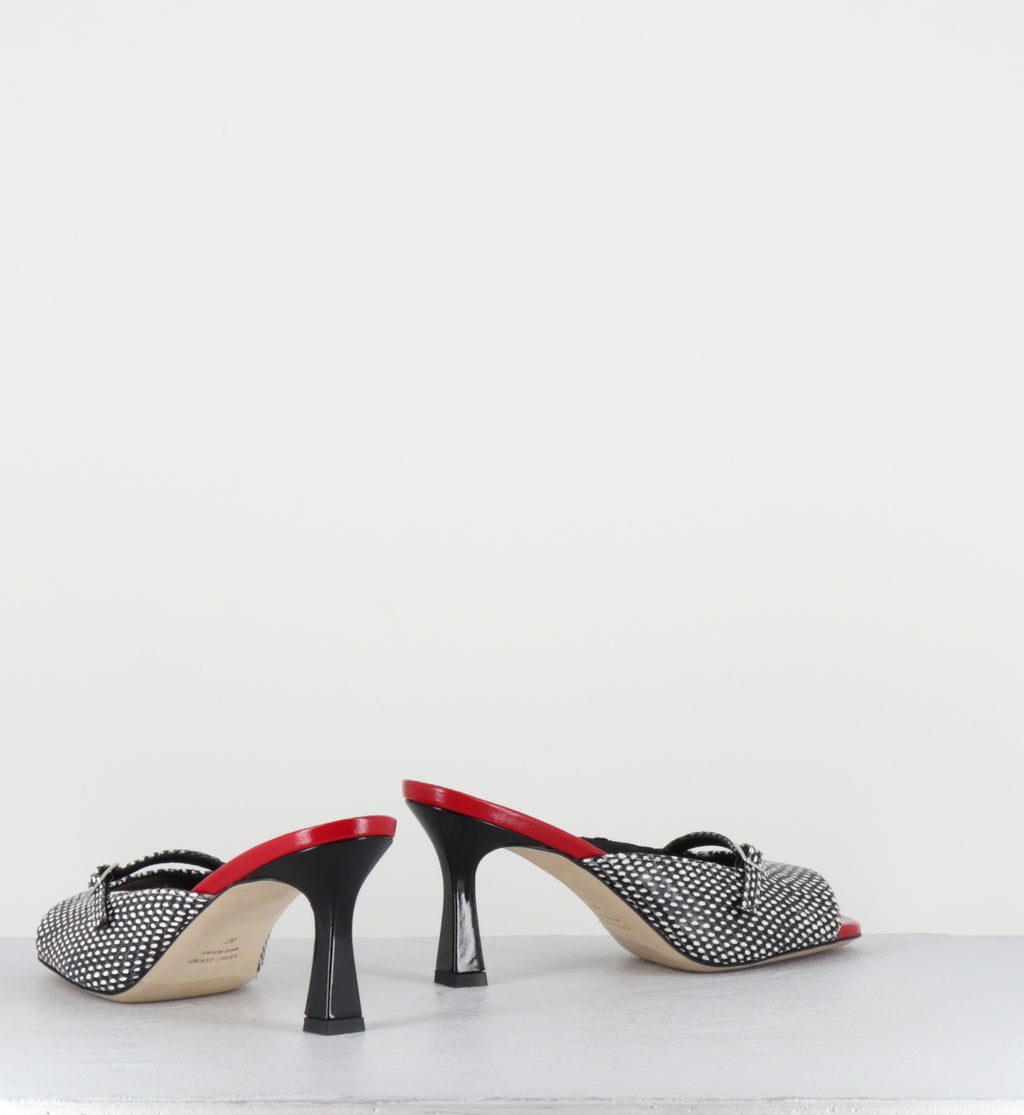 Mules à talon noir blanc rouge - ABILE VITELLO ASPIDE