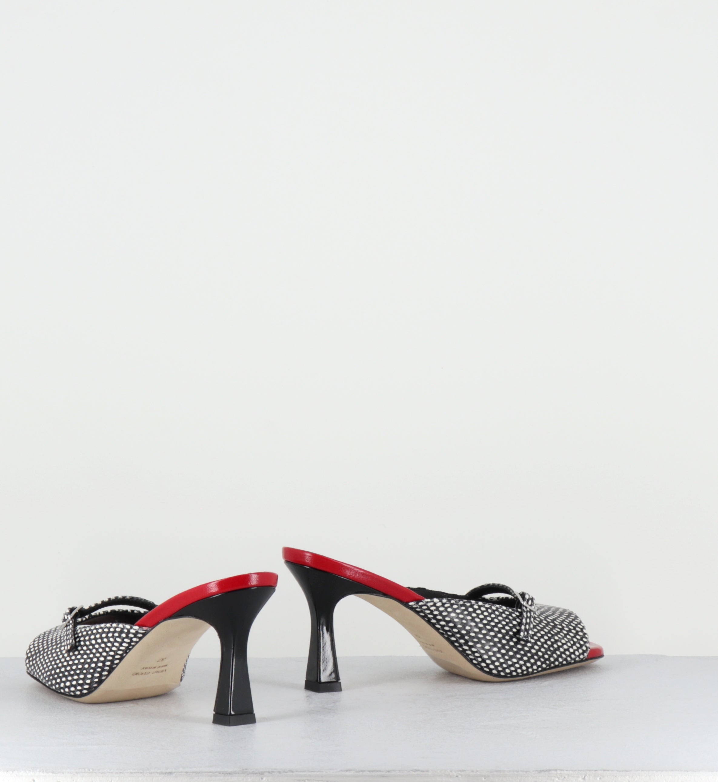 Mules à talon noir blanc rouge - ABILE VITELLO ASPIDE
