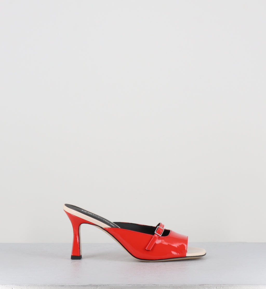 Mules à talon cuir vernis orange - ABILE DARK ORANGE