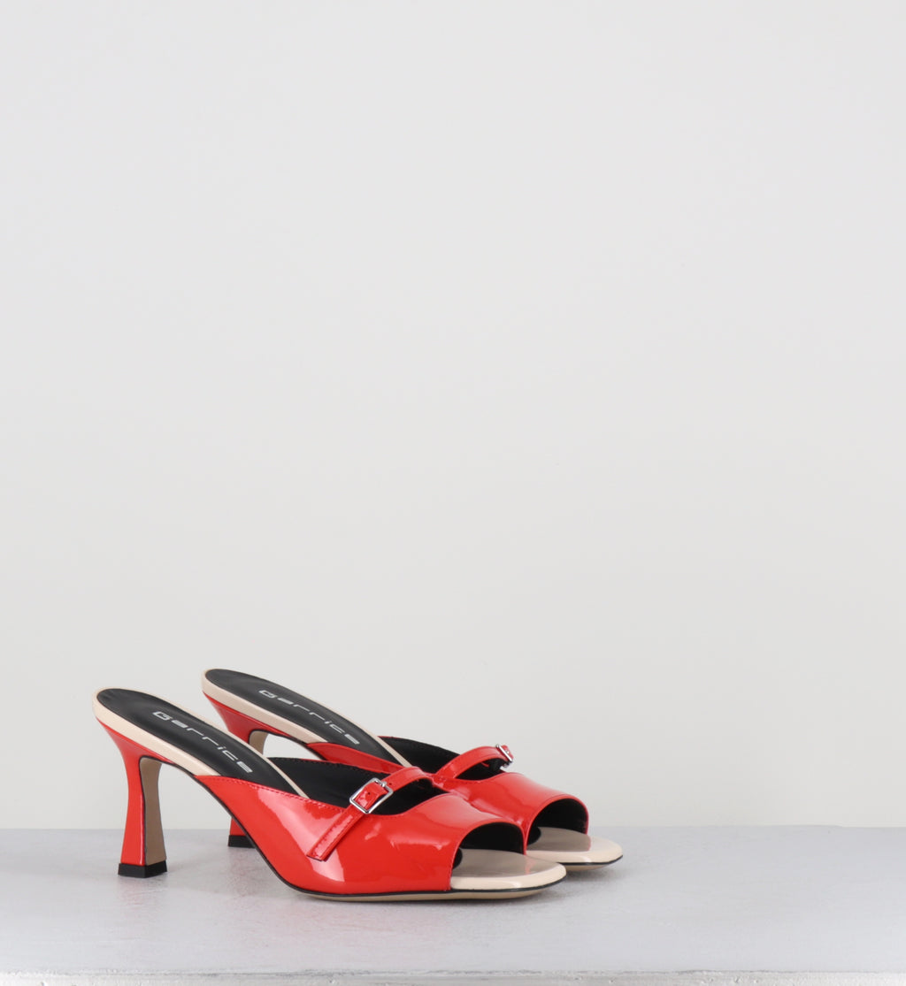 Mules à talon cuir vernis orange - ABILE DARK ORANGE