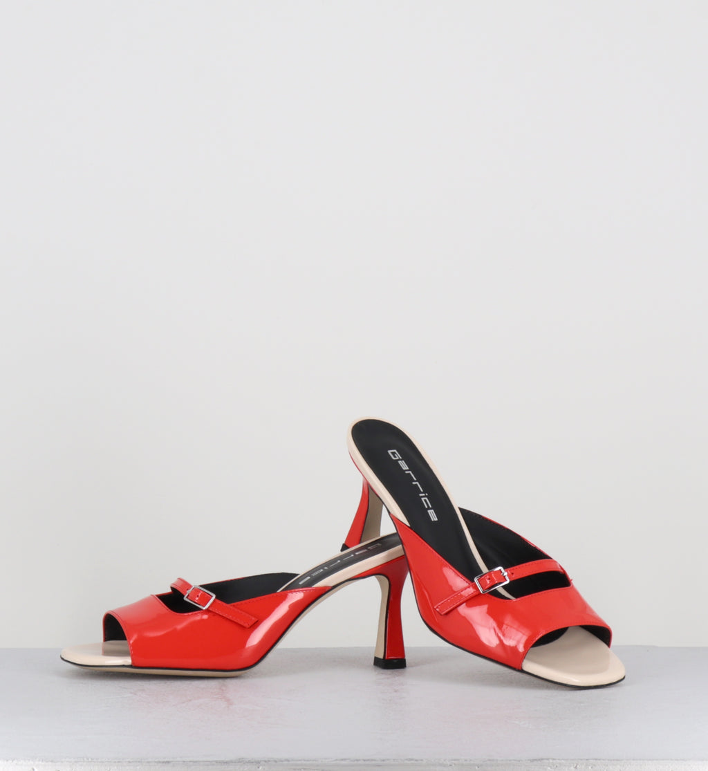 Mules à talon cuir vernis orange - ABILE DARK ORANGE