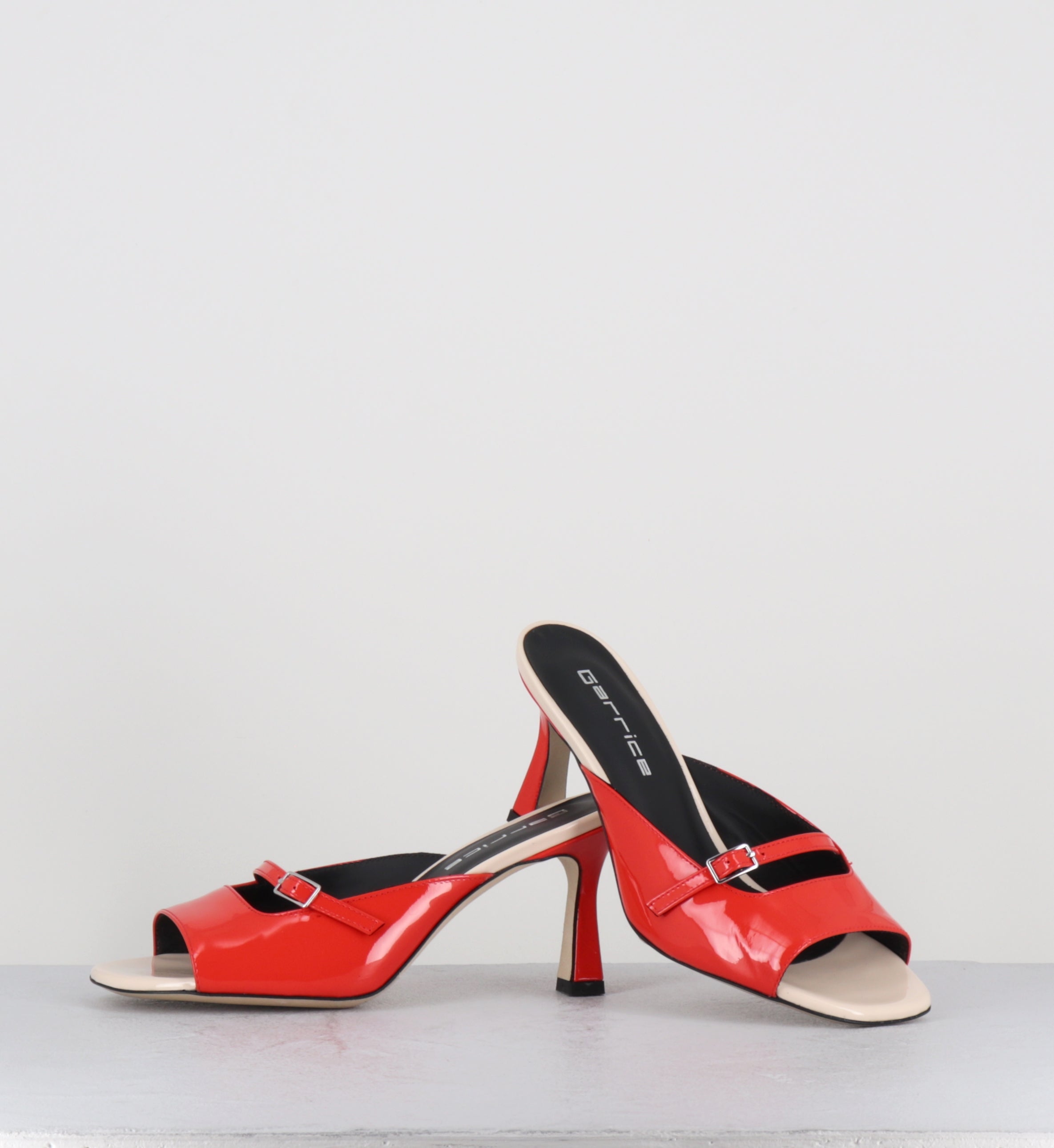 Mules à talon cuir vernis orange - ABILE DARK ORANGE
