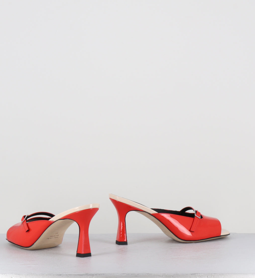 Mules à talon cuir vernis orange - ABILE DARK ORANGE