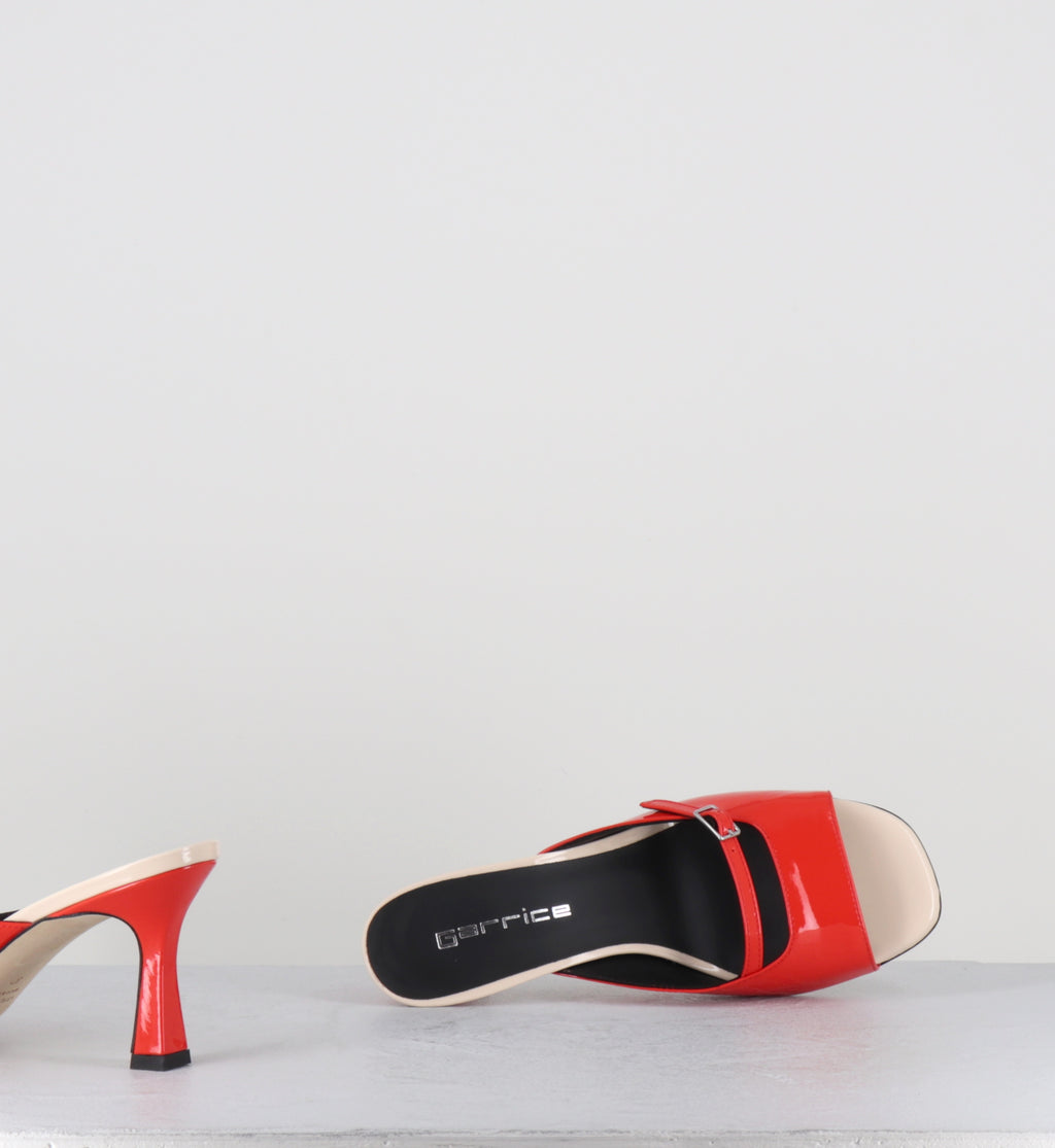 Mules à talon cuir vernis orange - ABILE DARK ORANGE