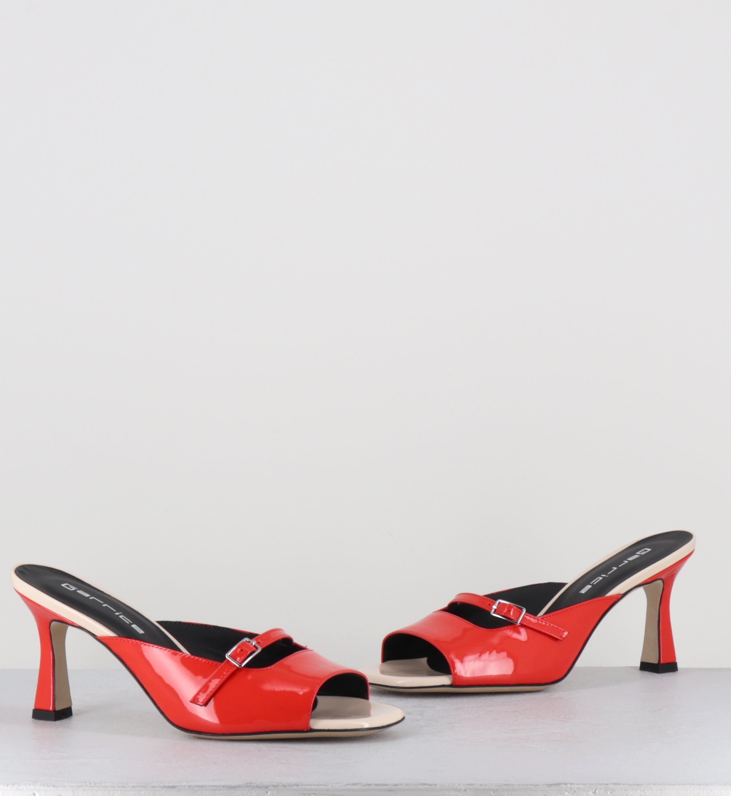 Mules à talon cuir vernis orange - ABILE DARK ORANGE