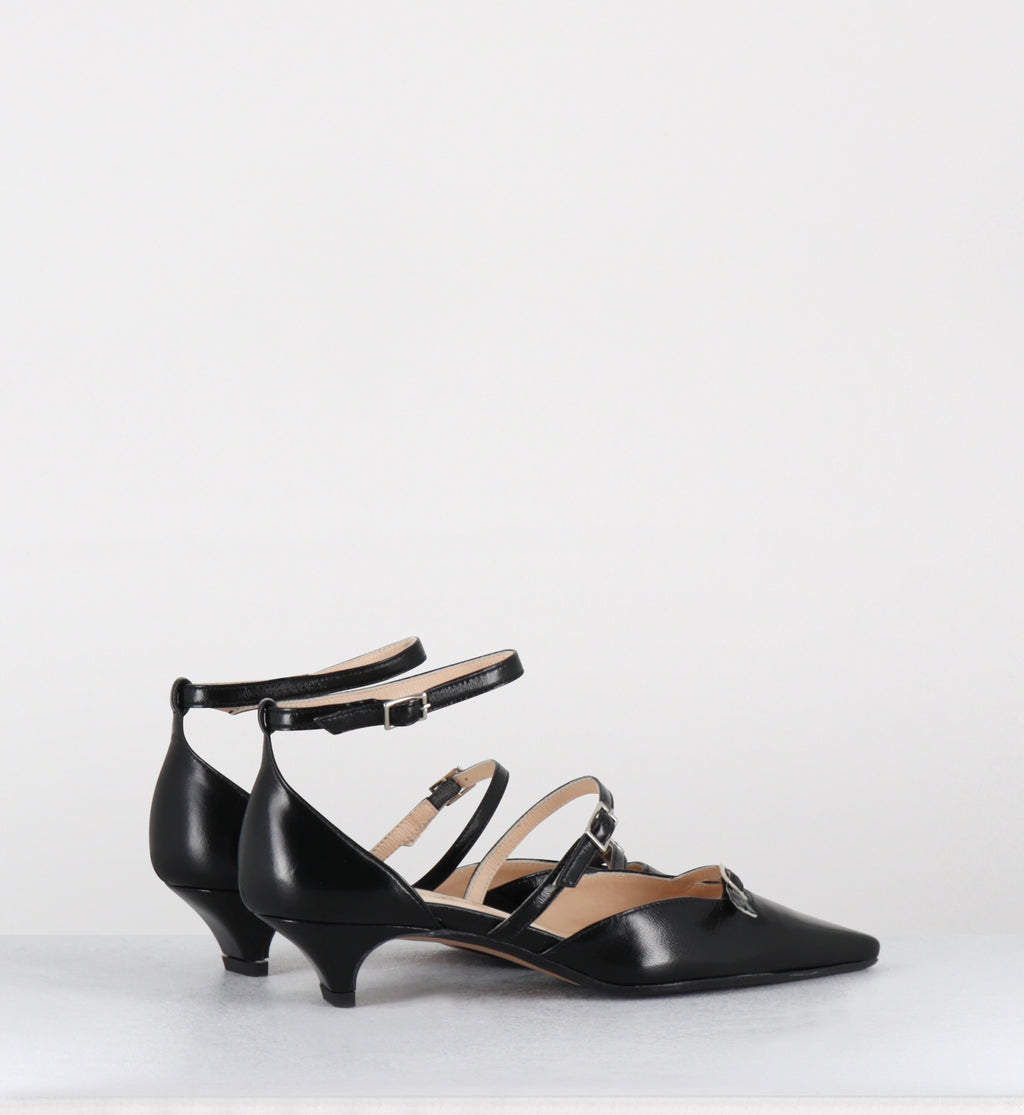Escarpins pointus en cuir noir petit talon - ANCO PITTI NERO