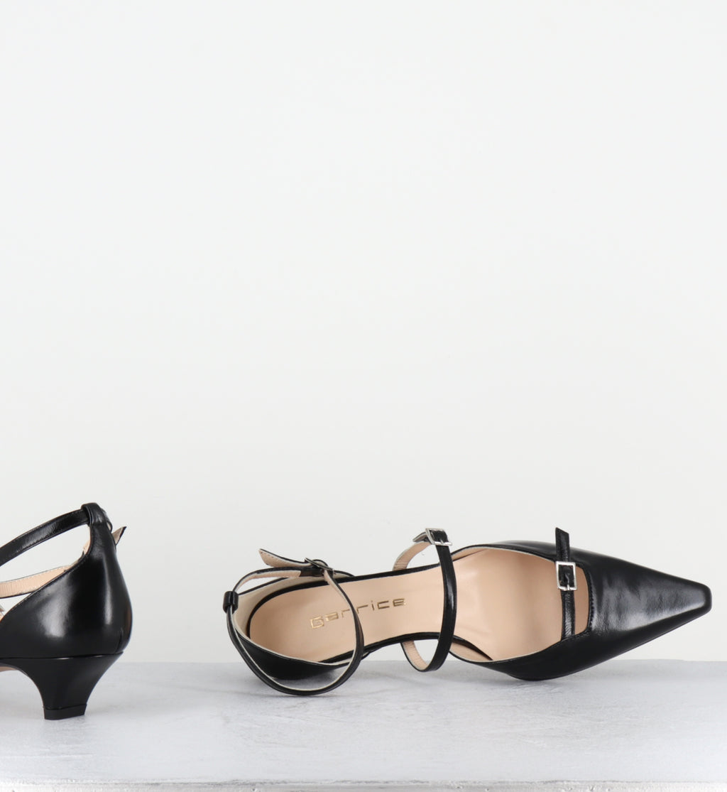 Escarpins pointus en cuir noir petit talon - ANCO PITTI NERO