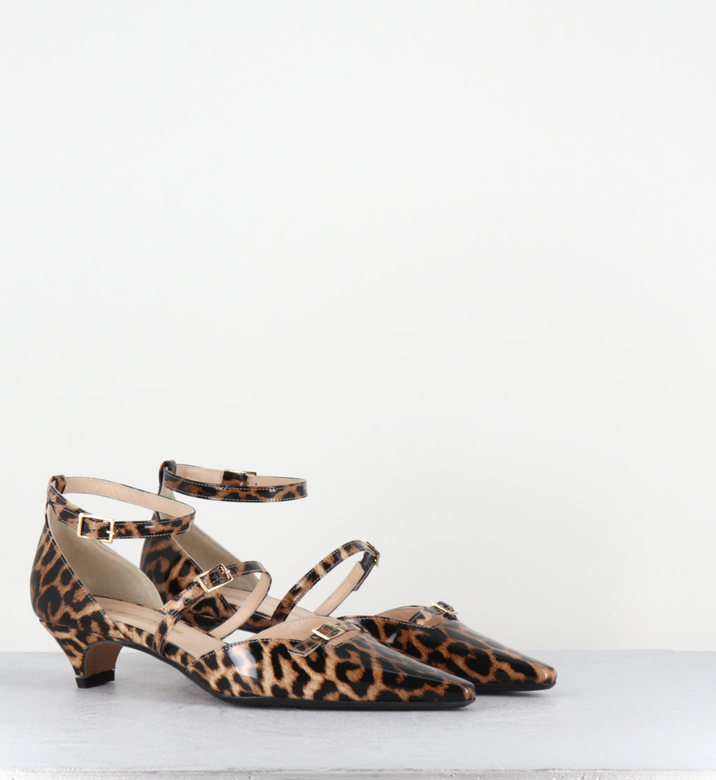 Escarpins pointus en cuir vernis leopard - ANCO PITTI JAGUAR