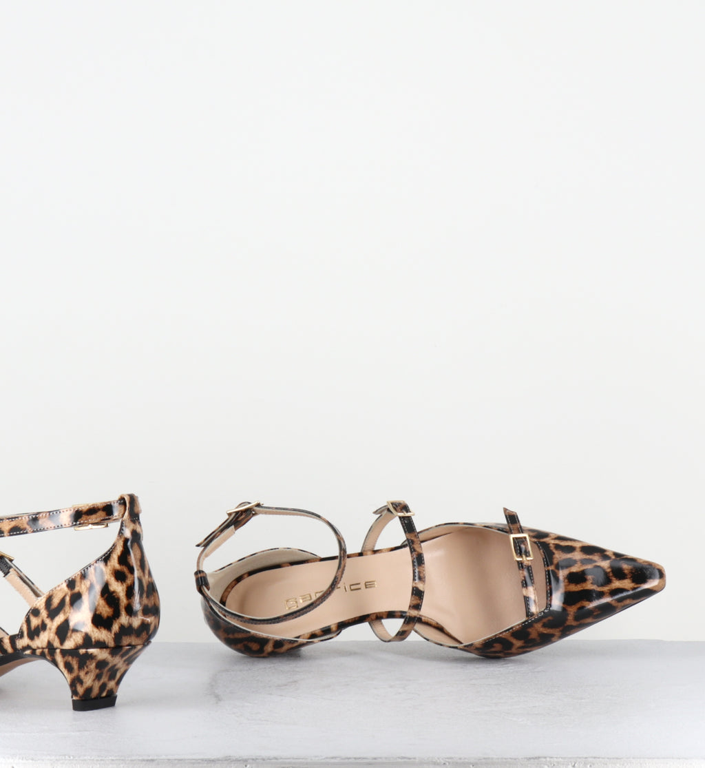 Escarpins pointus en cuir vernis leopard - ANCO PITTI JAGUAR