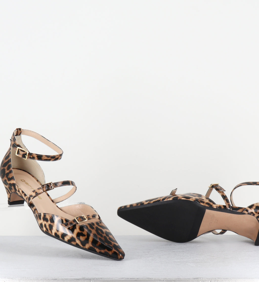 Escarpins pointus en cuir vernis leopard - ANCO PITTI JAGUAR