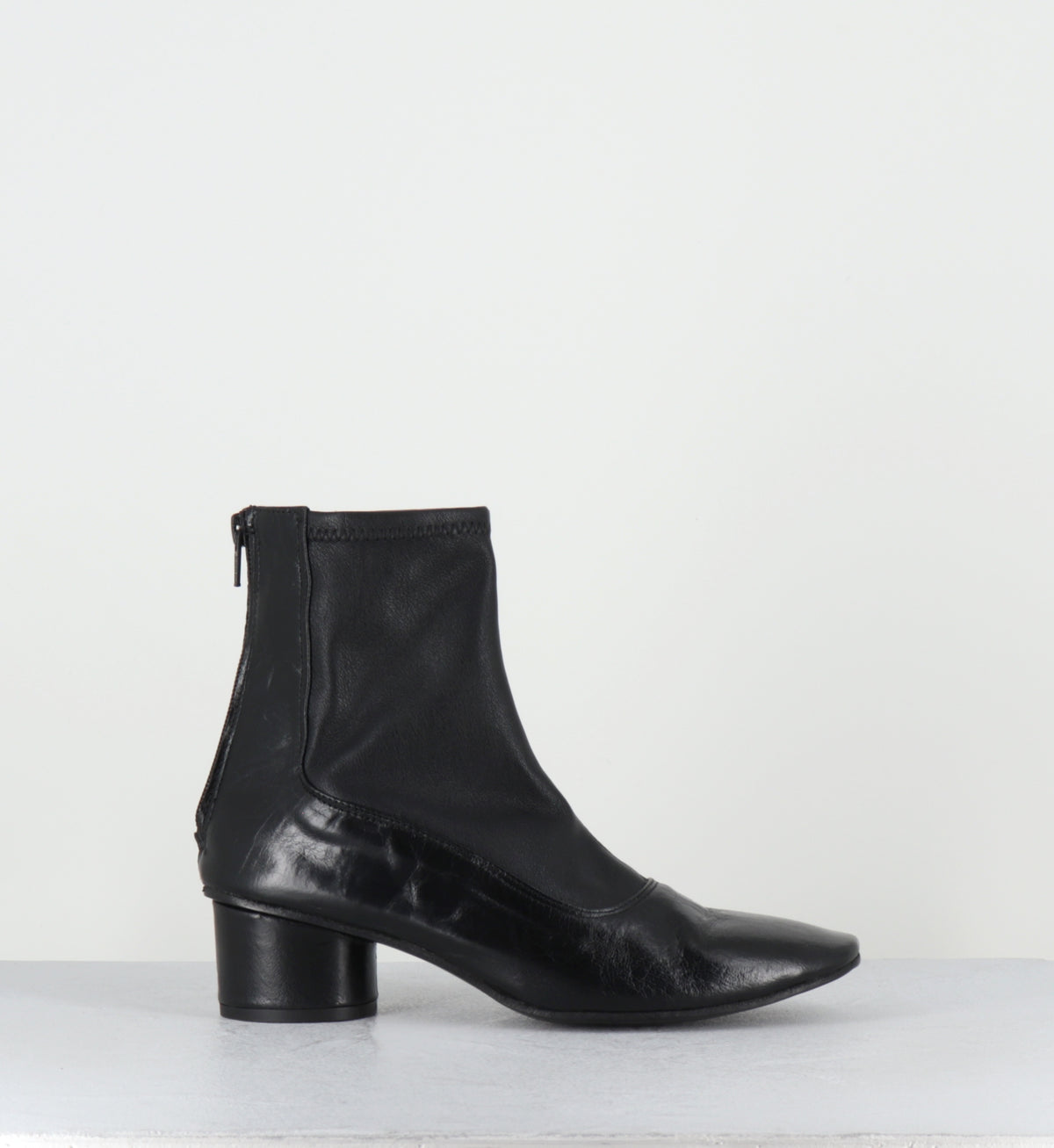 Bottines en cuir noir stretch - NANSOU NERO ELAST