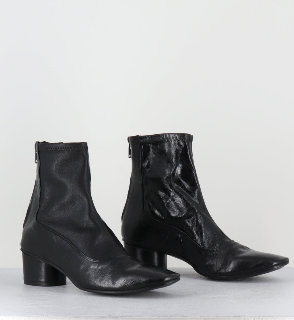 Bottines en cuir noir stretch - NANSOU NERO ELAST