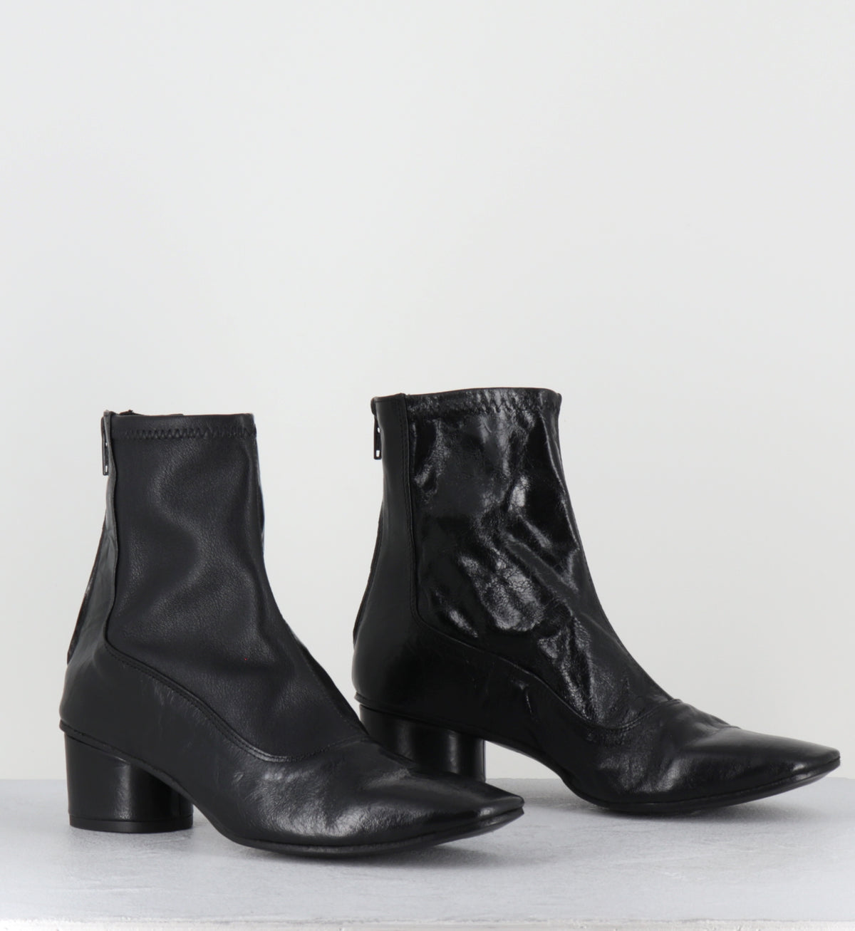 Bottines en cuir noir stretch - NANSOU NERO ELAST