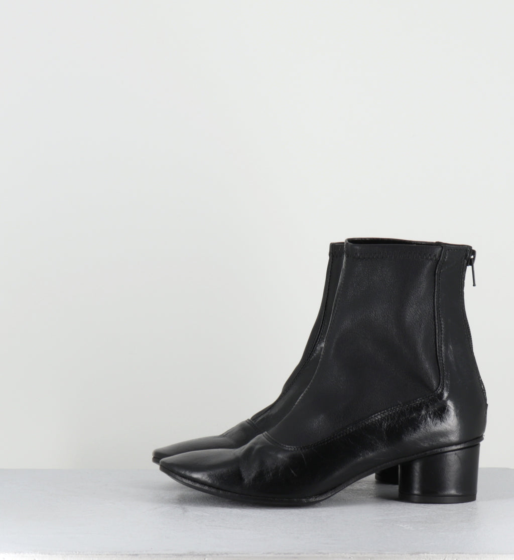 Bottines en cuir noir stretch - NANSOU NERO ELAST
