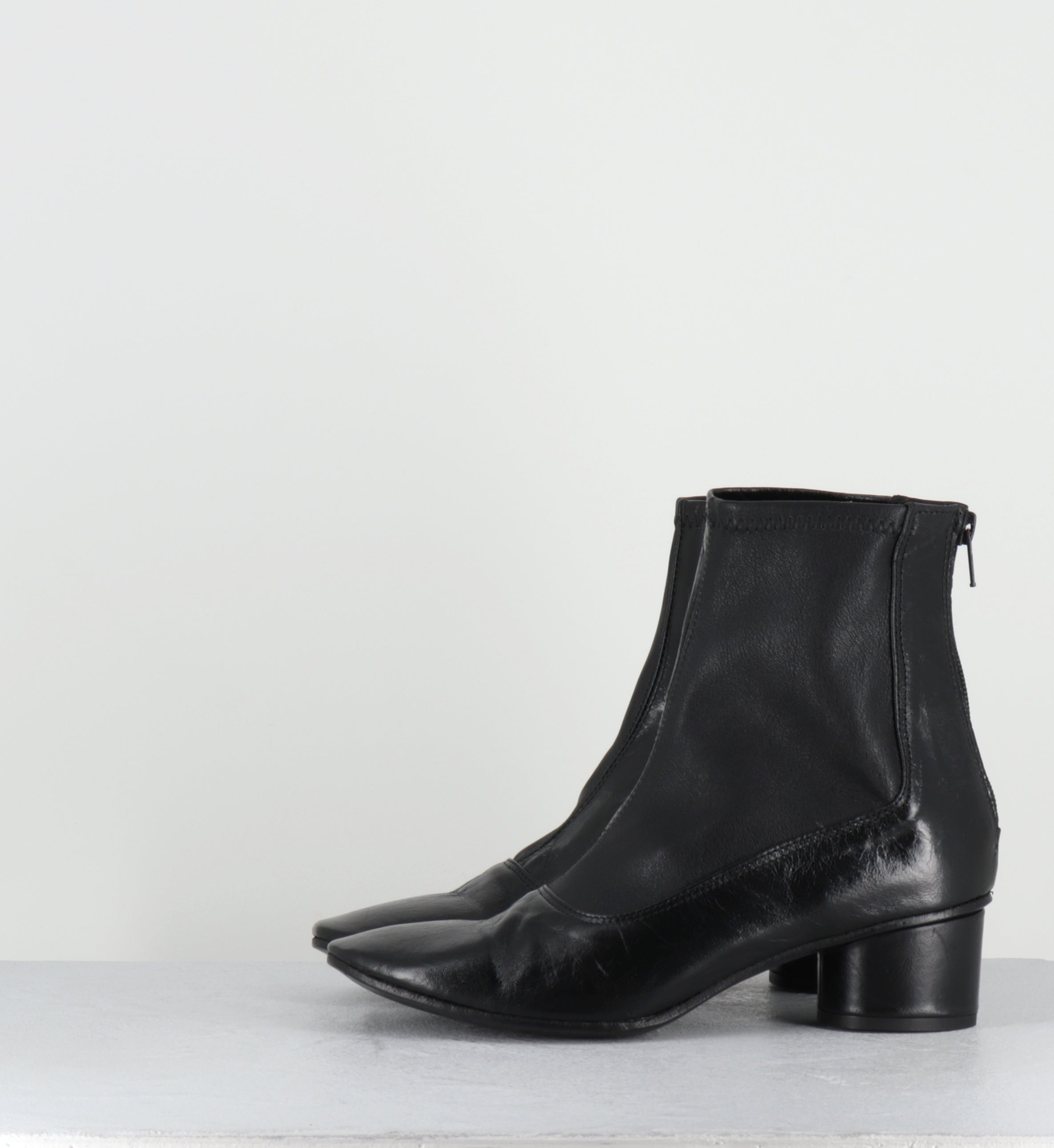 Bottines en cuir noir stretch - NANSOU NERO ELAST