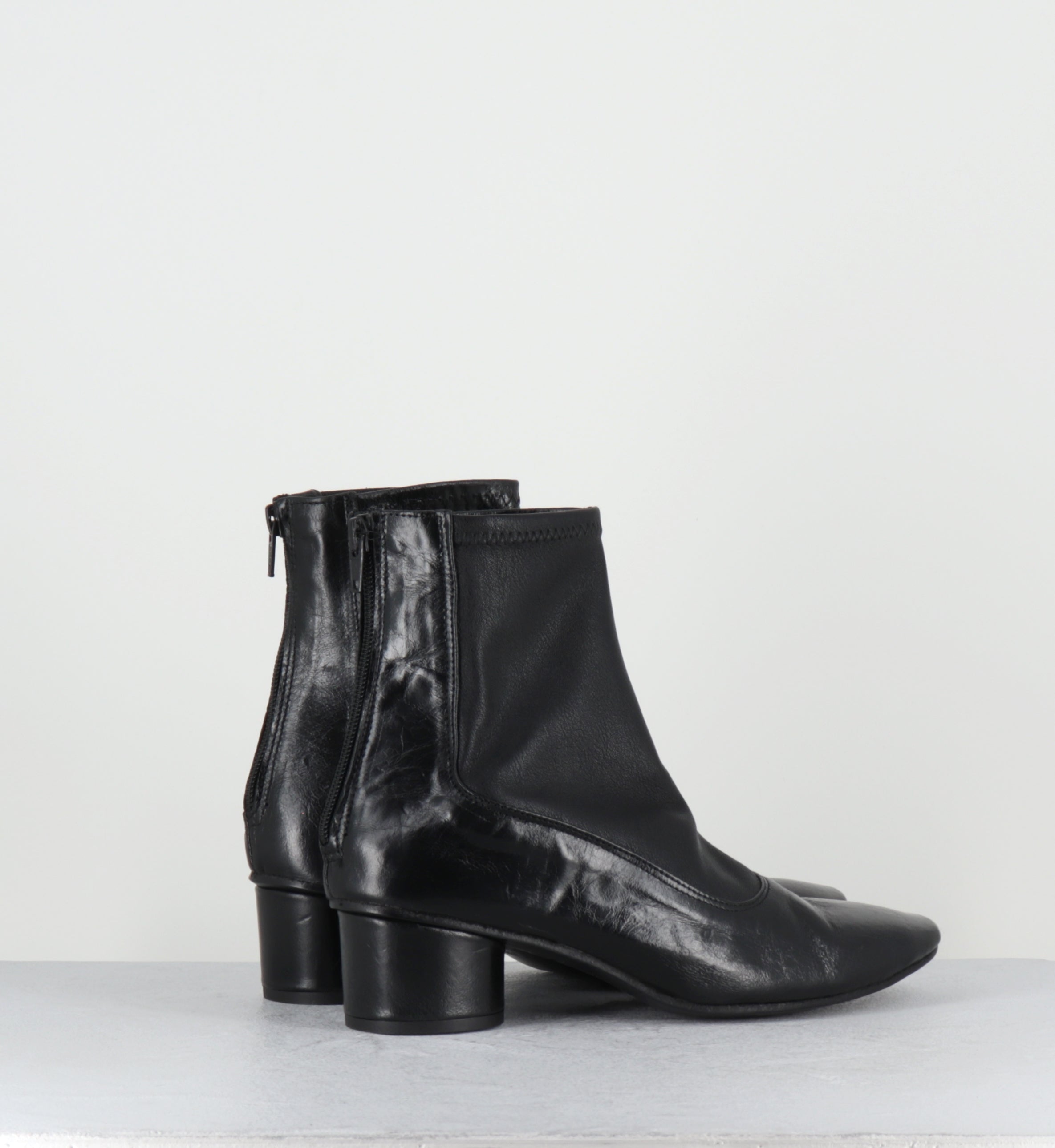 Bottines en cuir noir stretch - NANSOU NERO ELAST