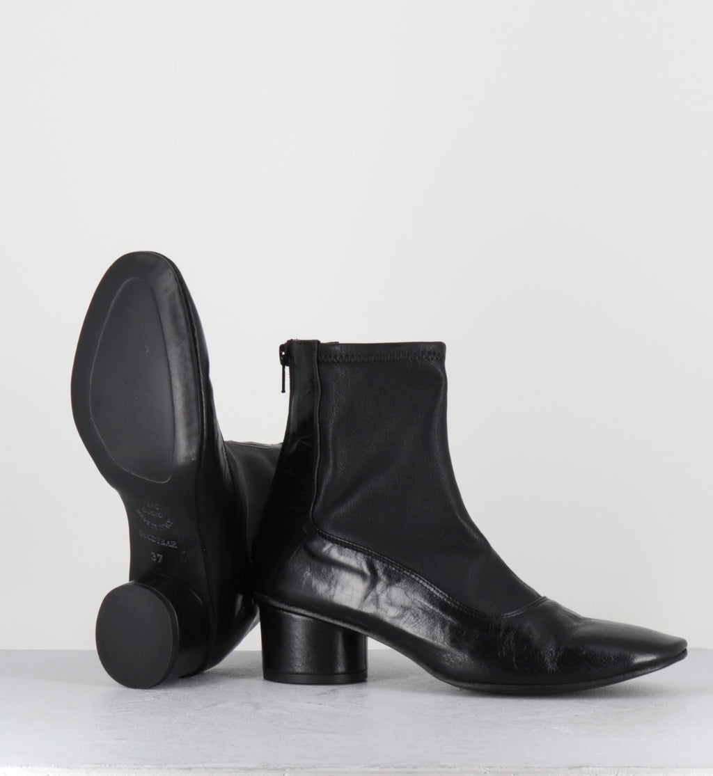 Bottines en cuir noir stretch - NANSOU NERO ELAST