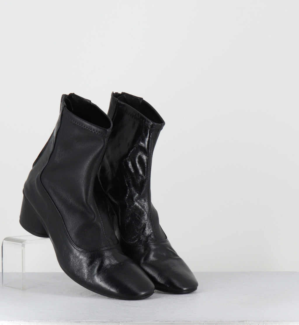 Bottines en cuir noir stretch - NANSOU NERO ELAST
