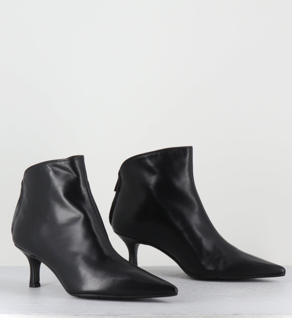 Bottines bout pointu cuir noir - DONI VIT NERO