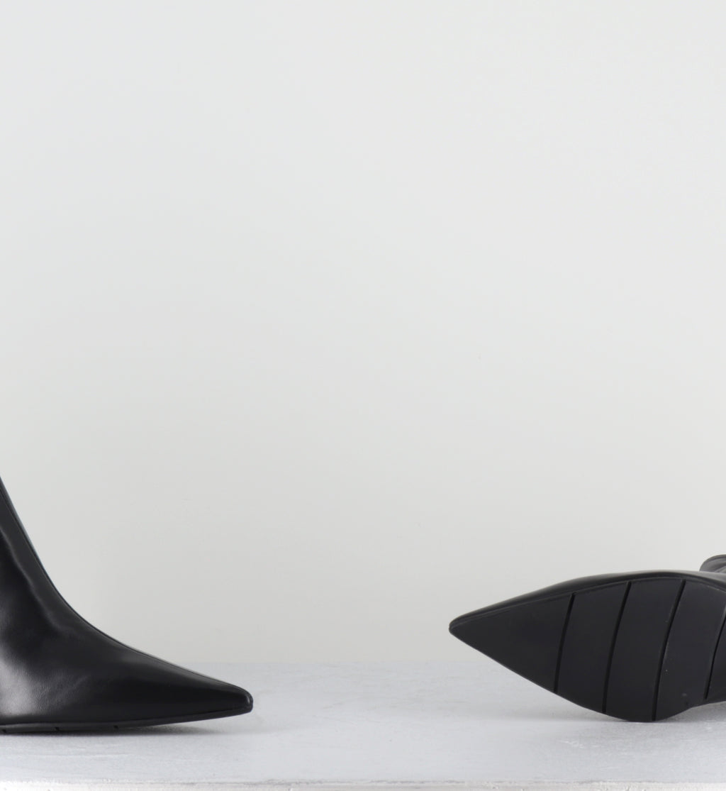 Bottines bout pointu cuir noir - DONI VIT NERO