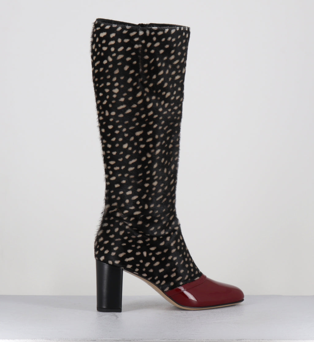 Bottes pony coccinelle bout vernis bordeaux- SARY VERNCILI FOSIS