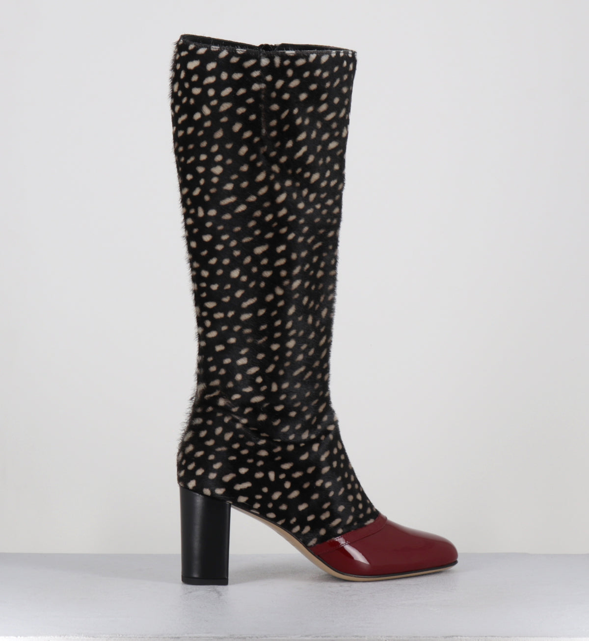 Bottes pony coccinelle bout vernis bordeaux- SARY VERNCILI FOSIS