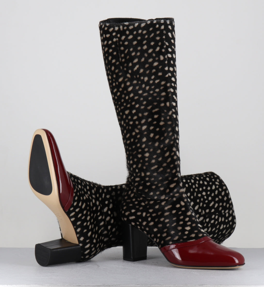 Bottes pony coccinelle bout vernis bordeaux- SARY VERNCILI FOSIS