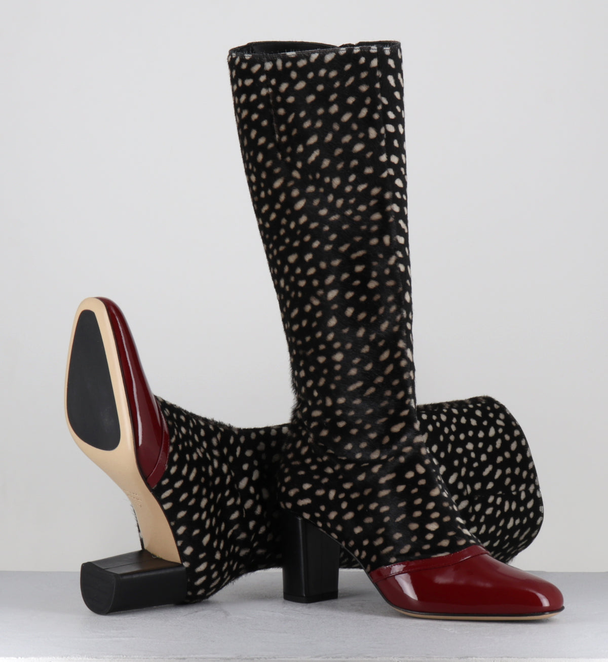 Bottes pony coccinelle bout vernis bordeaux- SARY VERNCILI FOSIS
