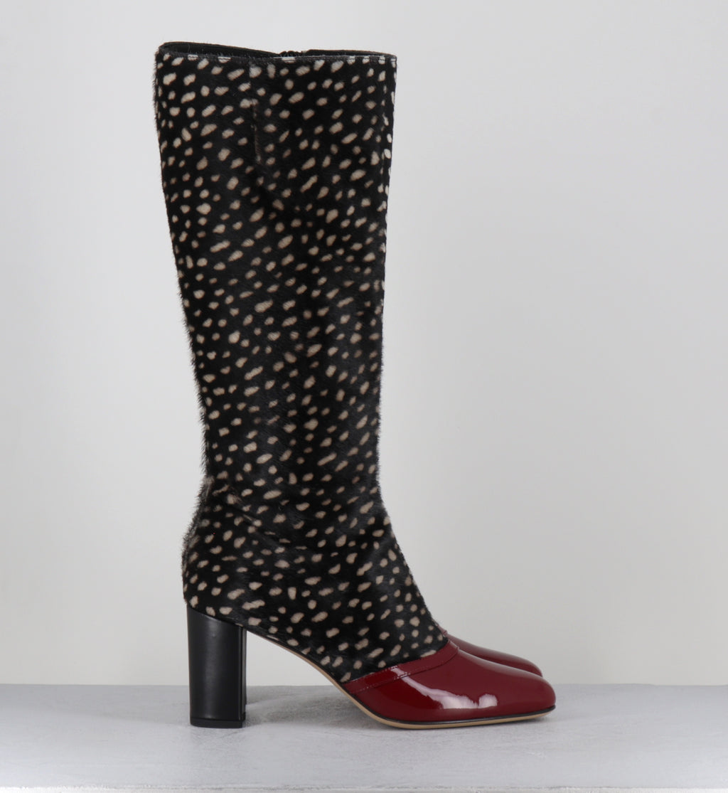 Bottes pony coccinelle bout vernis bordeaux- SARY VERNCILI FOSIS