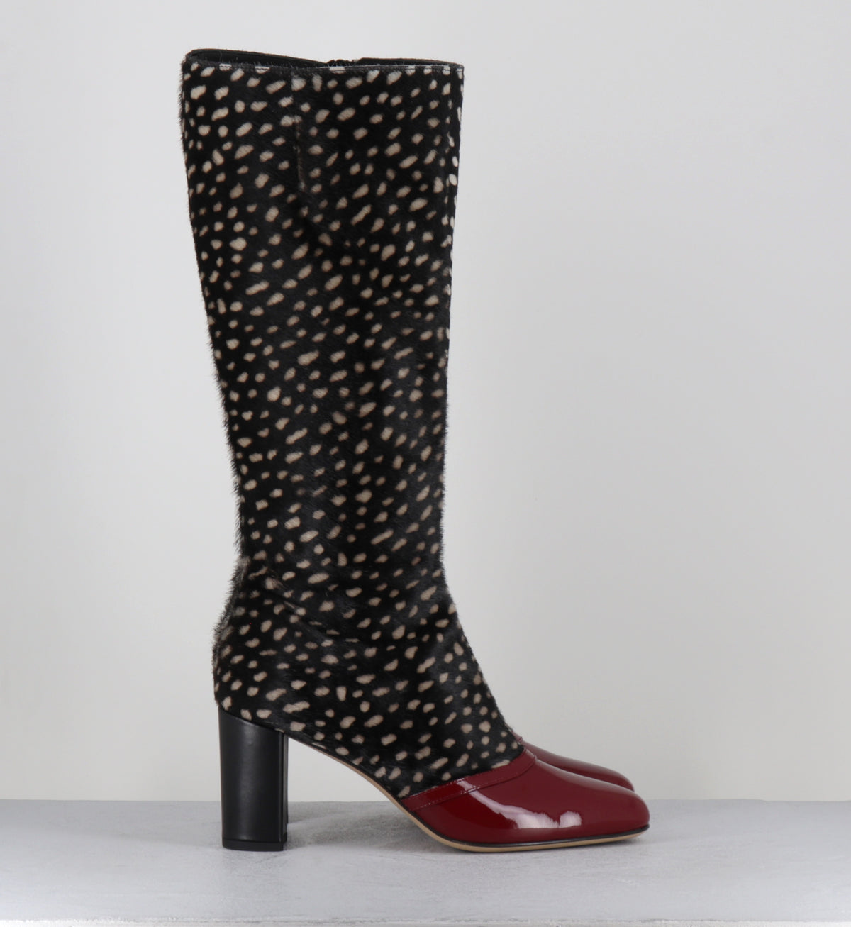Bottes pony coccinelle bout vernis bordeaux- SARY VERNCILI FOSIS