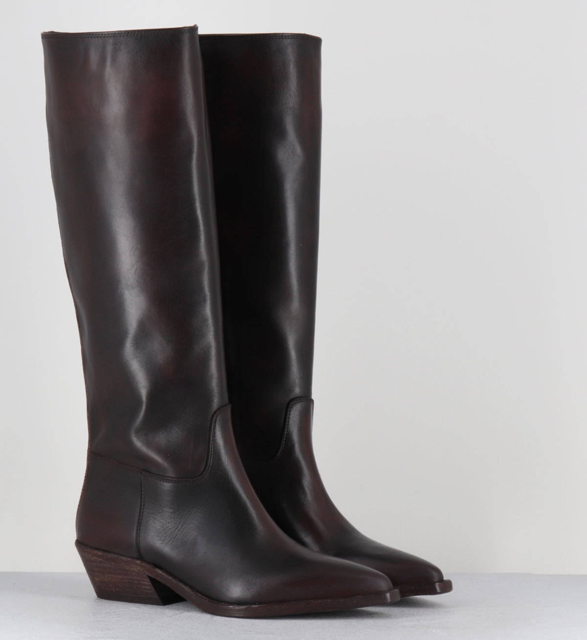 Bottes santiag cuir marron vintage - COLETTE ASPORT CHOCO