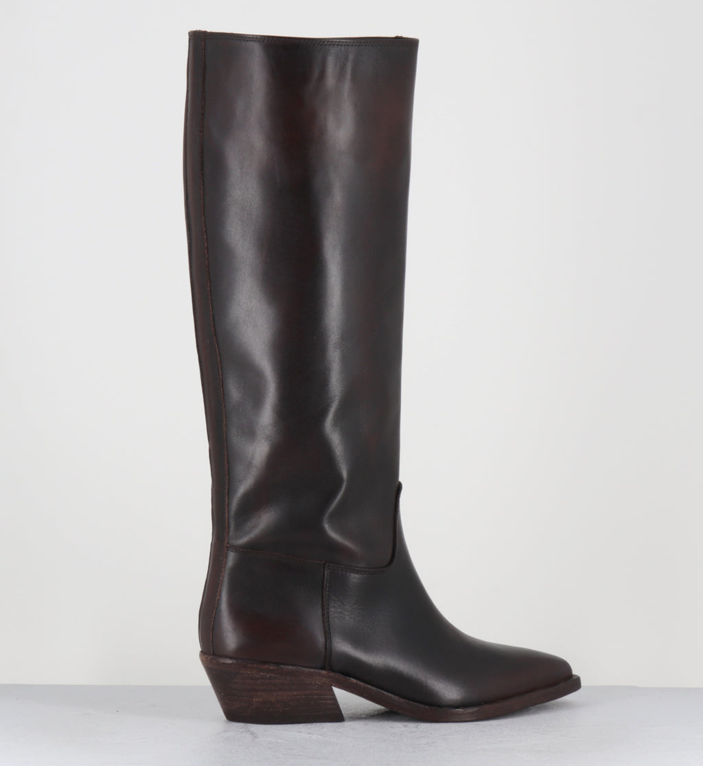 Bottes santiag cuir marron vintage - COLETTE ASPORT CHOCO