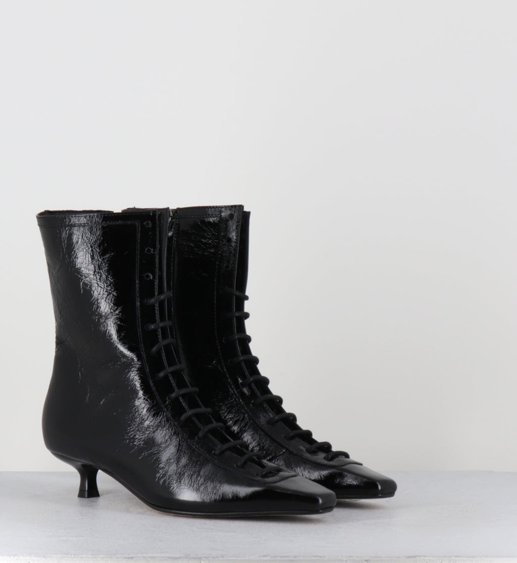 Boots à lacets en cuir noir - CORSO26 VENEZIA NERO