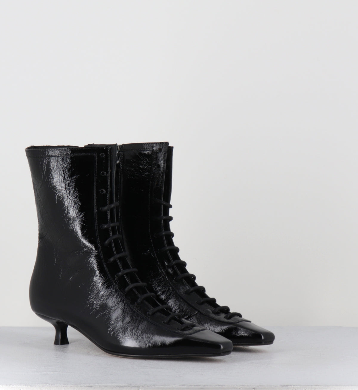Boots à lacets en cuir noir - CORSO26 VENEZIA NERO