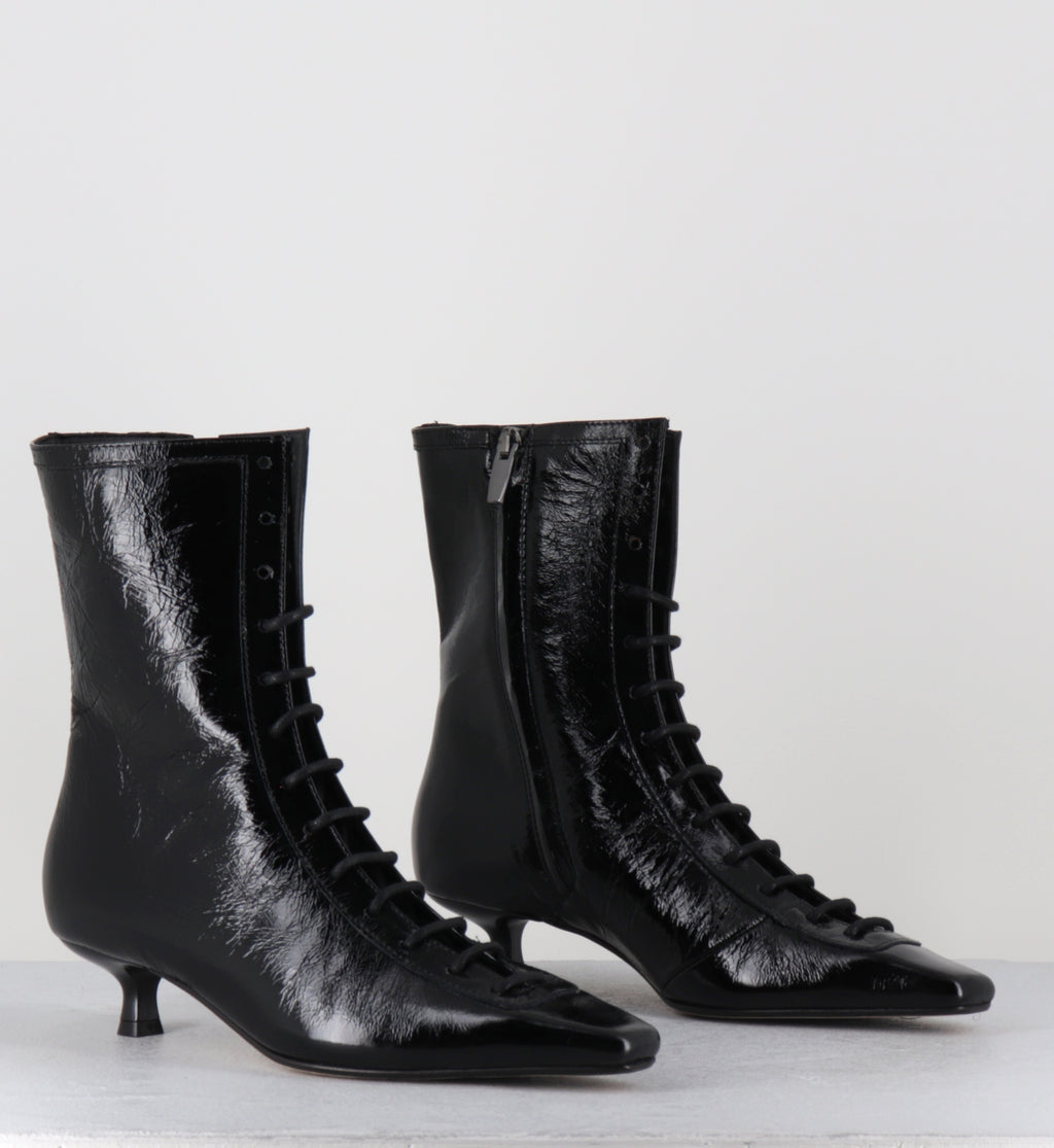 Boots à lacets en cuir noir - CORSO26 VENEZIA NERO