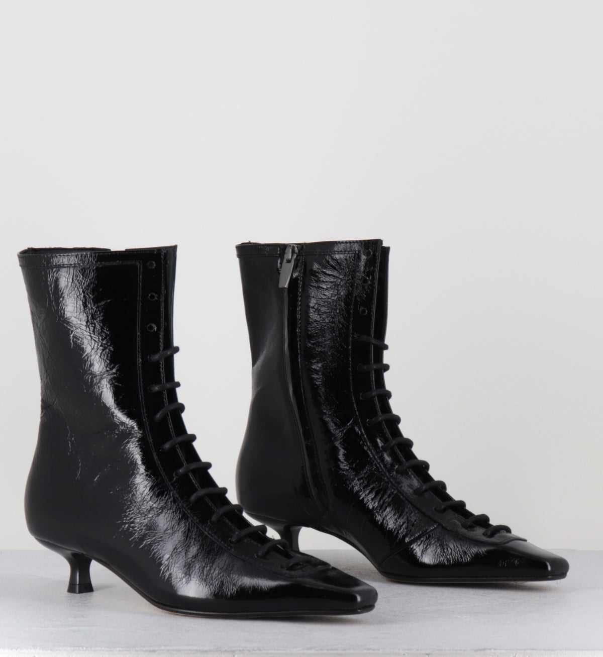 Boots à lacets en cuir noir - CORSO26 VENEZIA NERO