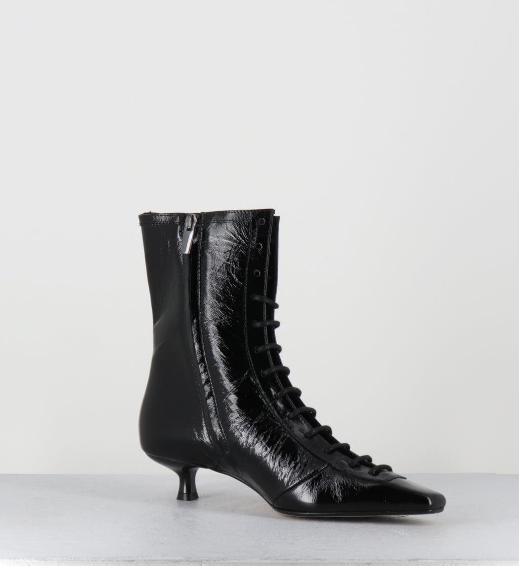 Boots à lacets en cuir noir - CORSO26 VENEZIA NERO