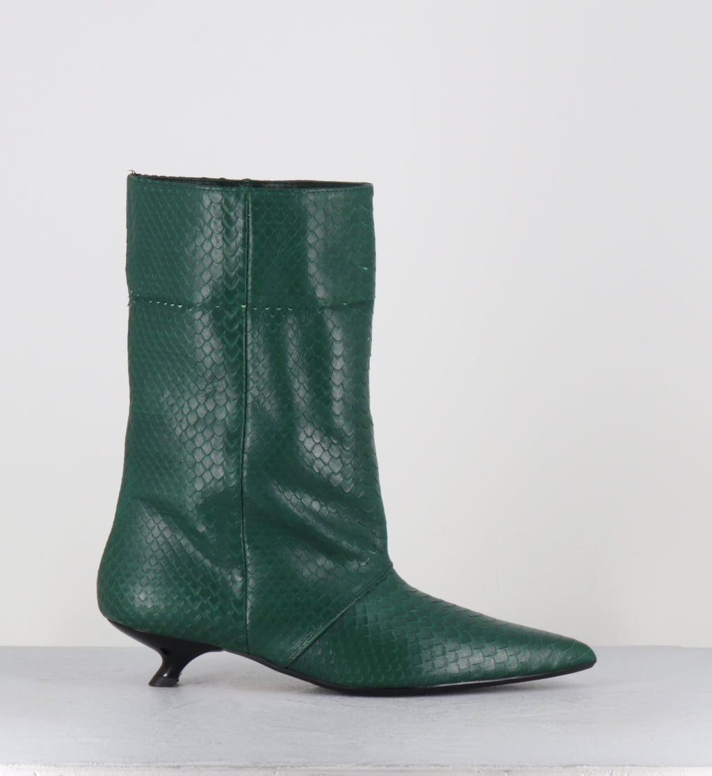 Bottines pointues serpent vert - ESSA COBRA OLIVA
