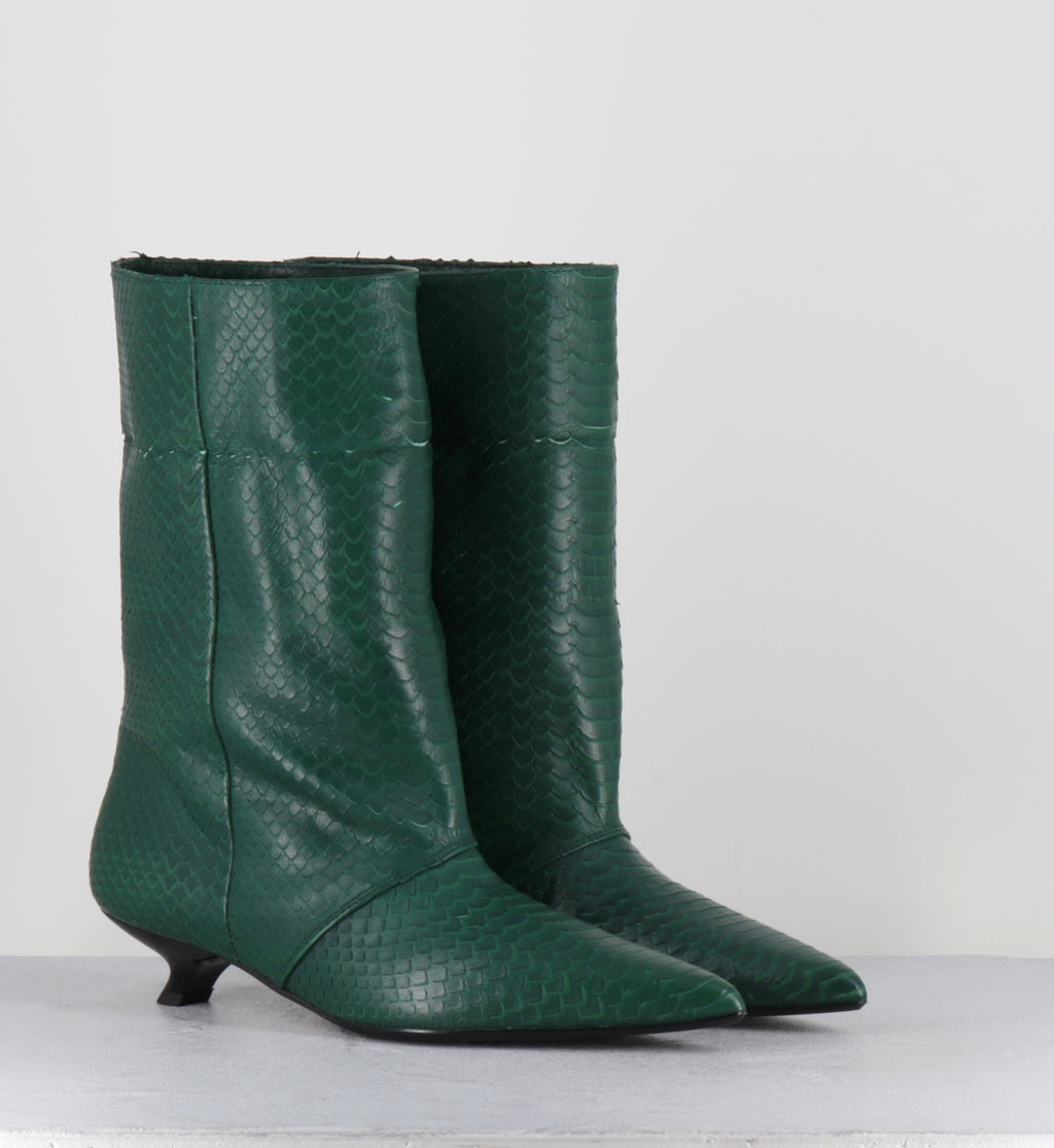 Bottines pointues serpent vert - ESSA COBRA OLIVA