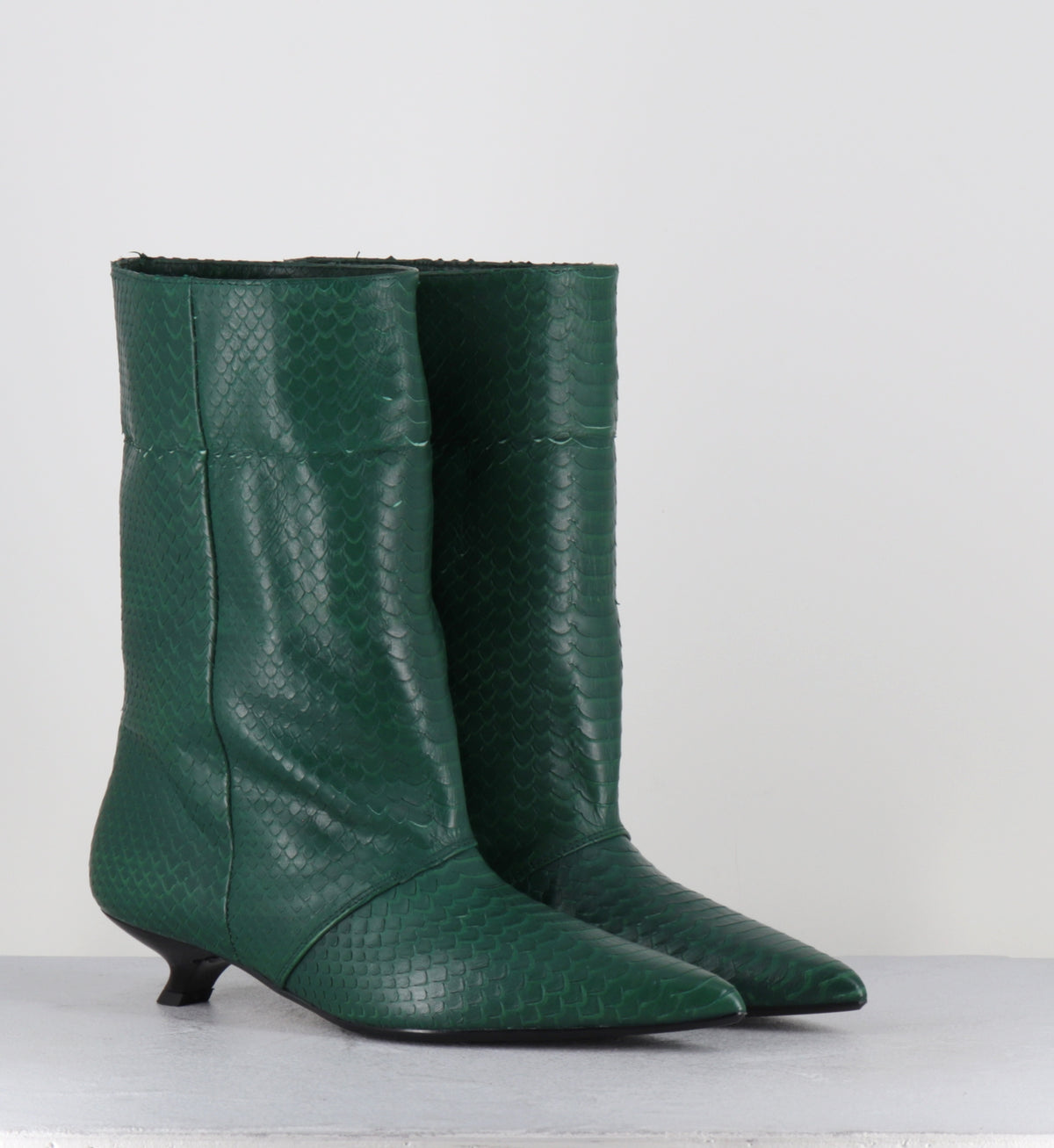 Bottines pointues serpent vert - ESSA COBRA OLIVA