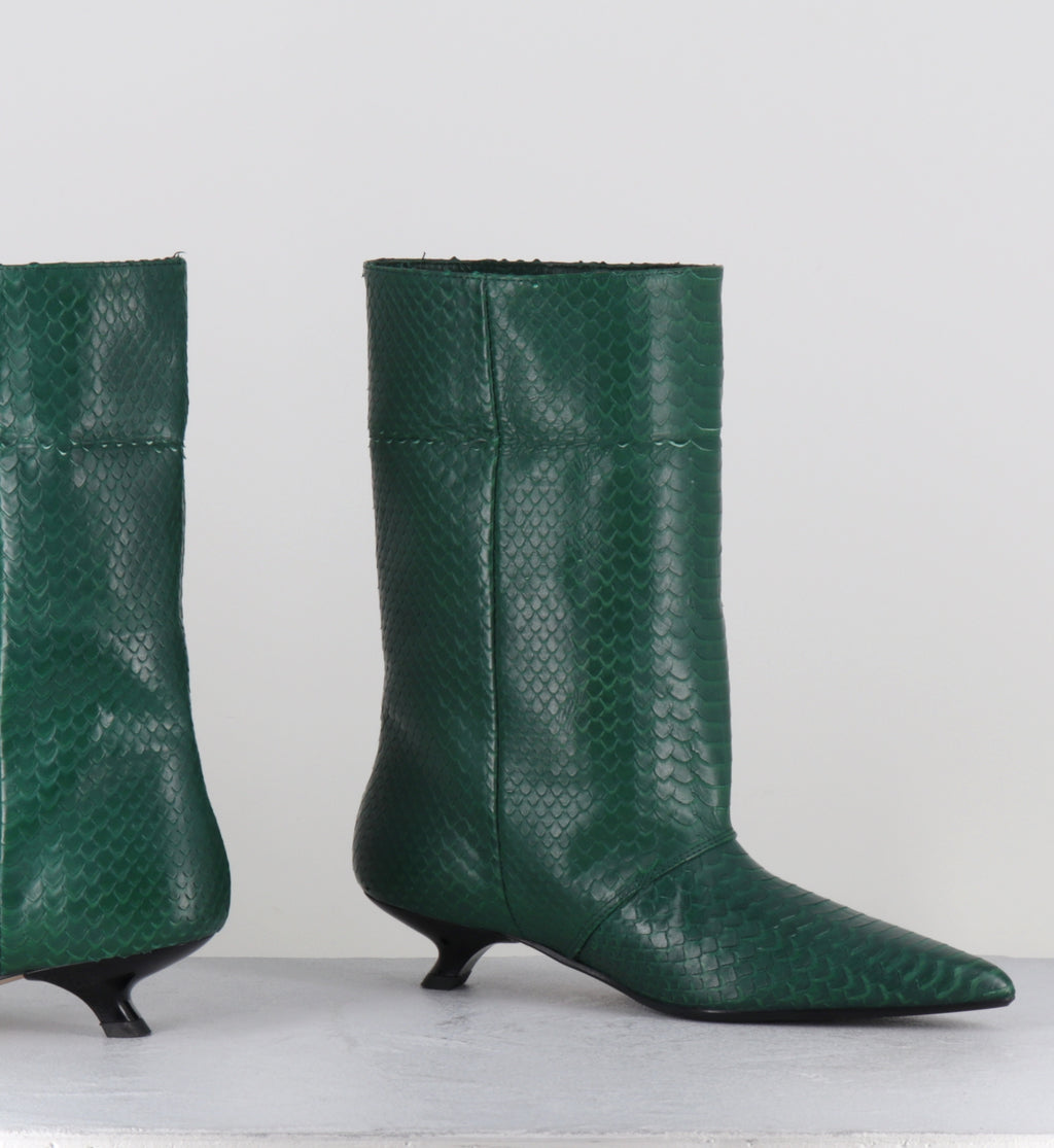 Bottines pointues serpent vert - ESSA COBRA OLIVA