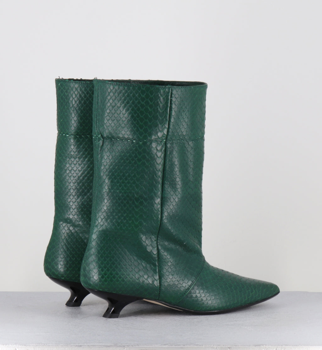 Bottines pointues serpent vert - ESSA COBRA OLIVA