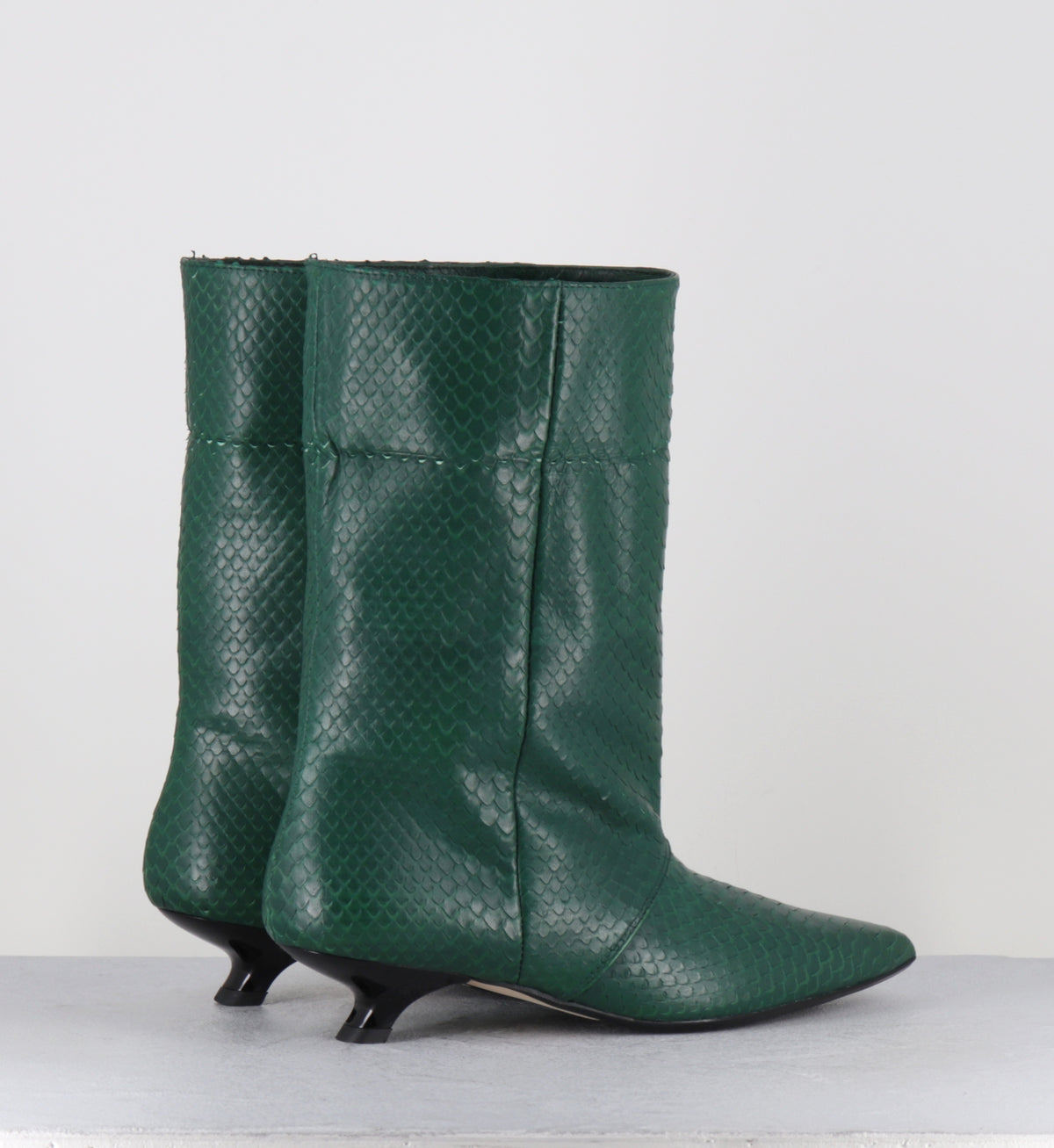 Bottines pointues serpent vert - ESSA COBRA OLIVA