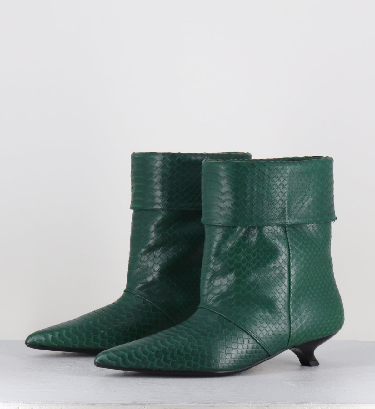 Bottines pointues serpent vert - ESSA COBRA OLIVA