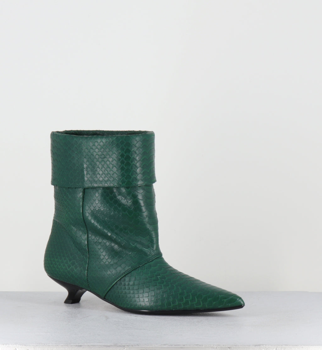 Bottines pointues serpent vert - ESSA COBRA OLIVA